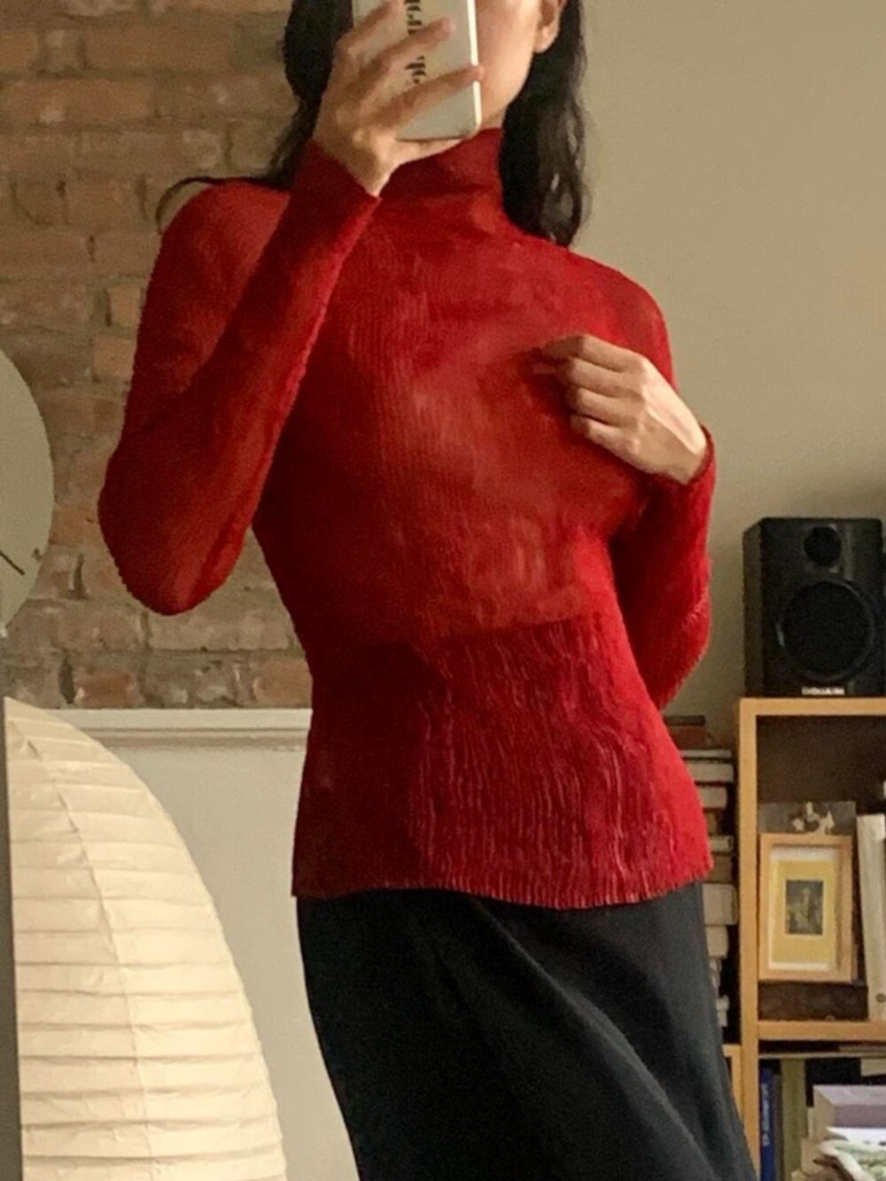 Issey Miyake Chiffon Twist Turtleneck Dark Red JP2 - Picture 3 of 7